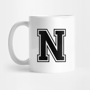 Initial Letter N - Varsity Style Design - Black text Mug